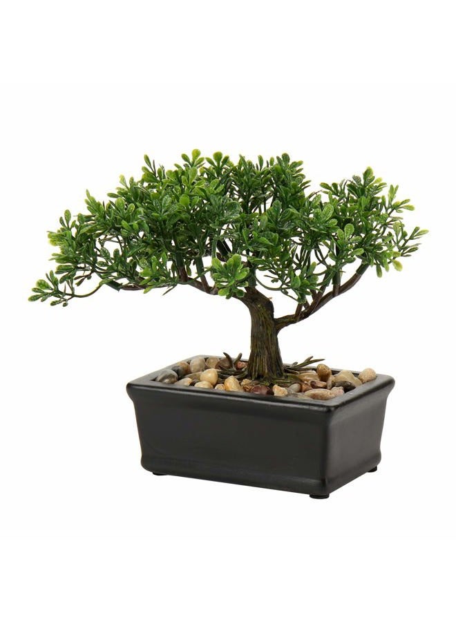 Briful Bonsai Tree, Fake Plants Ceramic Potted Tree Artificial Japanese Cedar Bonsai Tree Decoration for Home Desk Office Bathroom Kitchen Farmhouse Indoor/Outdoor (Bonsai Tree #02) - Image 1