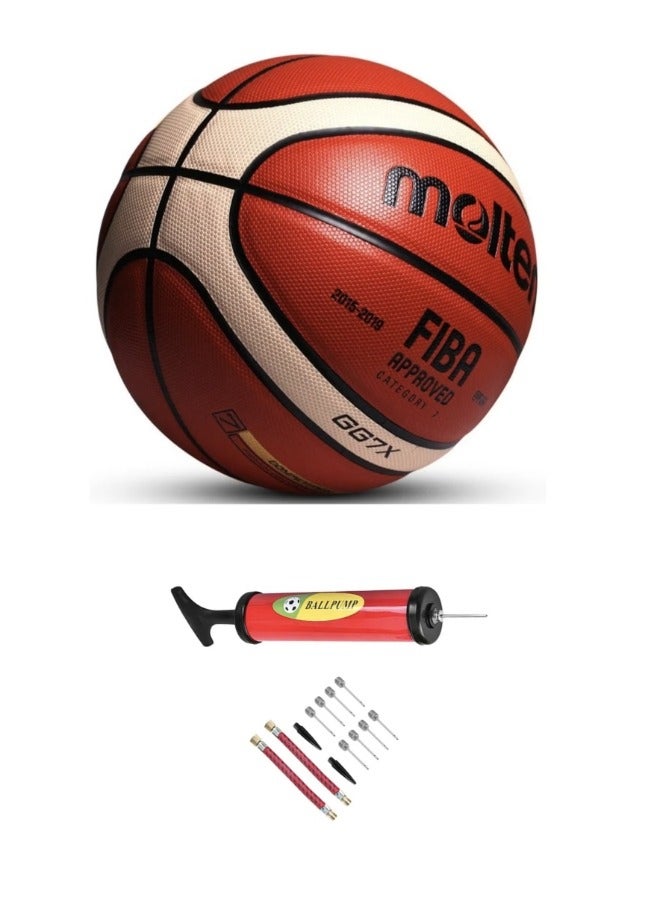 Gg7X Official Size 7 Basketball With Air Pump For Indoor And Outdoor Play