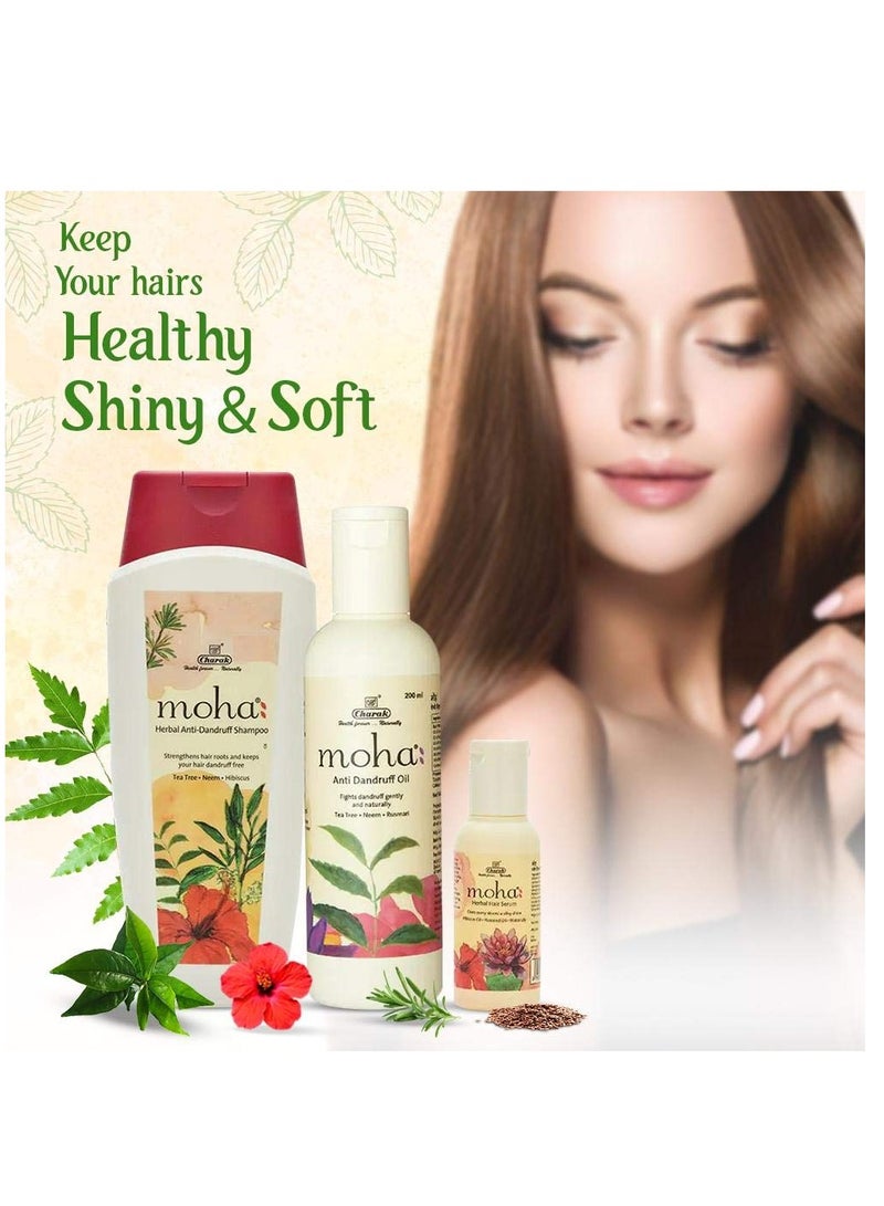 moha Anti Dandruff Hair Care Kit Which Includes Herbal Anti-Dandruff Shampoo (100 Ml) Anti-Dandruff Hair Oil (200 Ml) Herbal Hair Serum (100 Ml) For Healthy Hair | Unisex Product - Image 2