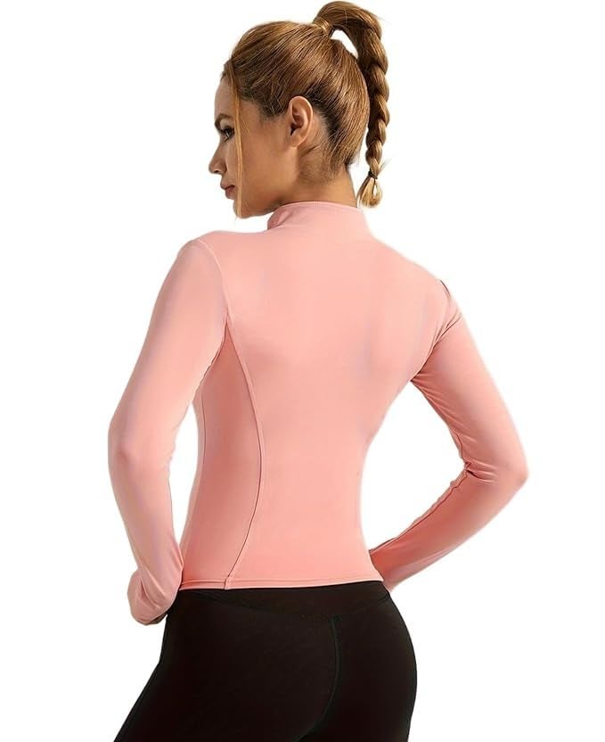 Fashiol Women's Full Zip Long Sleeve Athletic Jacket with Pockets Sun Protection and UPF 50+ Lightweight | Perfect for Gymwear & Sports - Peach 30 - Image 4