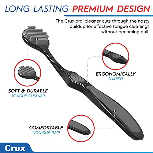 Crux 3-Pack Premium Tongue Scraper, Reduce Bad Breath in Seconds, Soft on Tongue, Bad Breath Treatment for Adults & Kids - Image 2