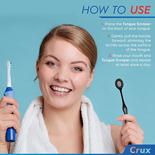 Crux 3-Pack Premium Tongue Scraper, Reduce Bad Breath in Seconds, Soft on Tongue, Bad Breath Treatment for Adults & Kids - Image 3