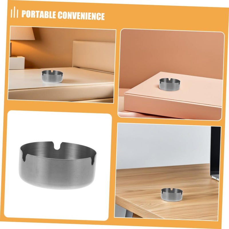 Stainless Steel Ashtray For Cigarettes 8cm Round Car Travel Windproof Outdoor Home Smoking Accessory 2 Pieces - Image 4