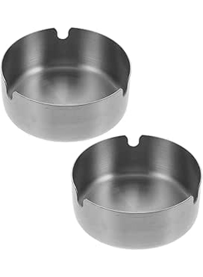Stainless Steel Ashtray For Cigarettes 8cm Round Car Travel Windproof Outdoor Home Smoking Accessory 2 Pieces - Image 1