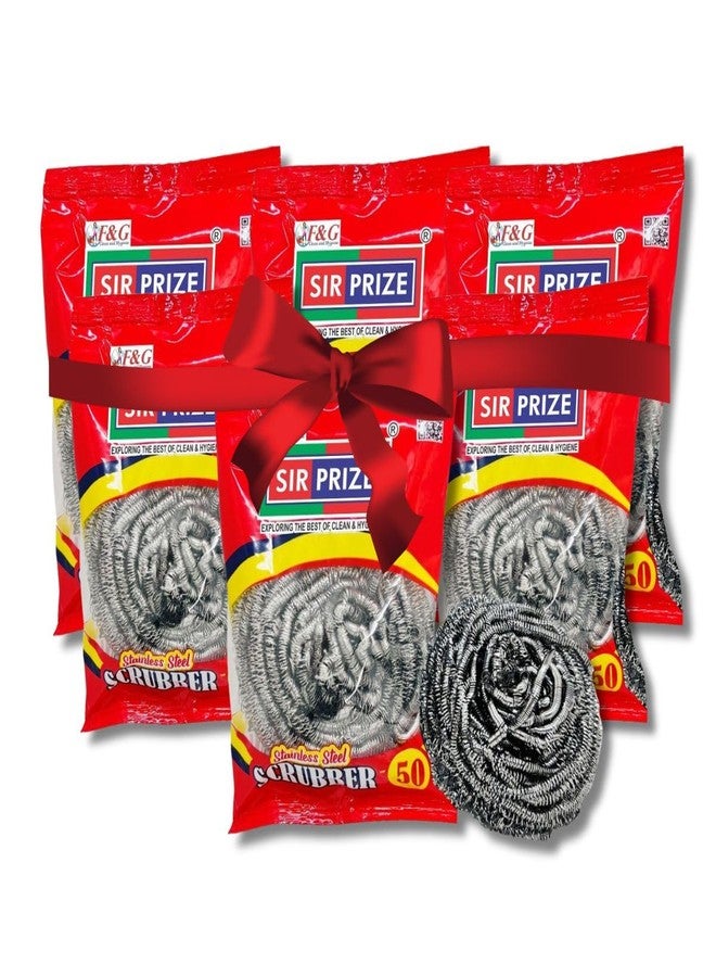 Sir Prize 50g Stainless Steel Scrubber Ball with Dense Metal coils for Tough Stain Removal. Ideal for Cleaning pots, Pans, and Dishes.. Set of 6 - Image 1