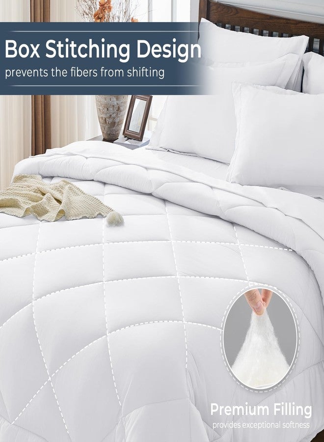 HEVUMYI King Comforter Set - 7-Piece All Season Bed in a Bag King, Ultra Soft Bedding Set with Comforter, Flat Sheet, Fitted Sheet, Pillowcases, Pillow Shams, White - Image 4