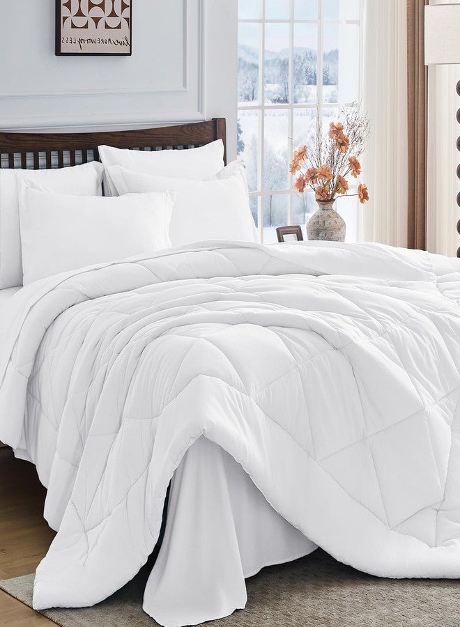 HEVUMYI King Comforter Set - 7-Piece All Season Bed in a Bag King, Ultra Soft Bedding Set with Comforter, Flat Sheet, Fitted Sheet, Pillowcases, Pillow Shams, White - Image 1