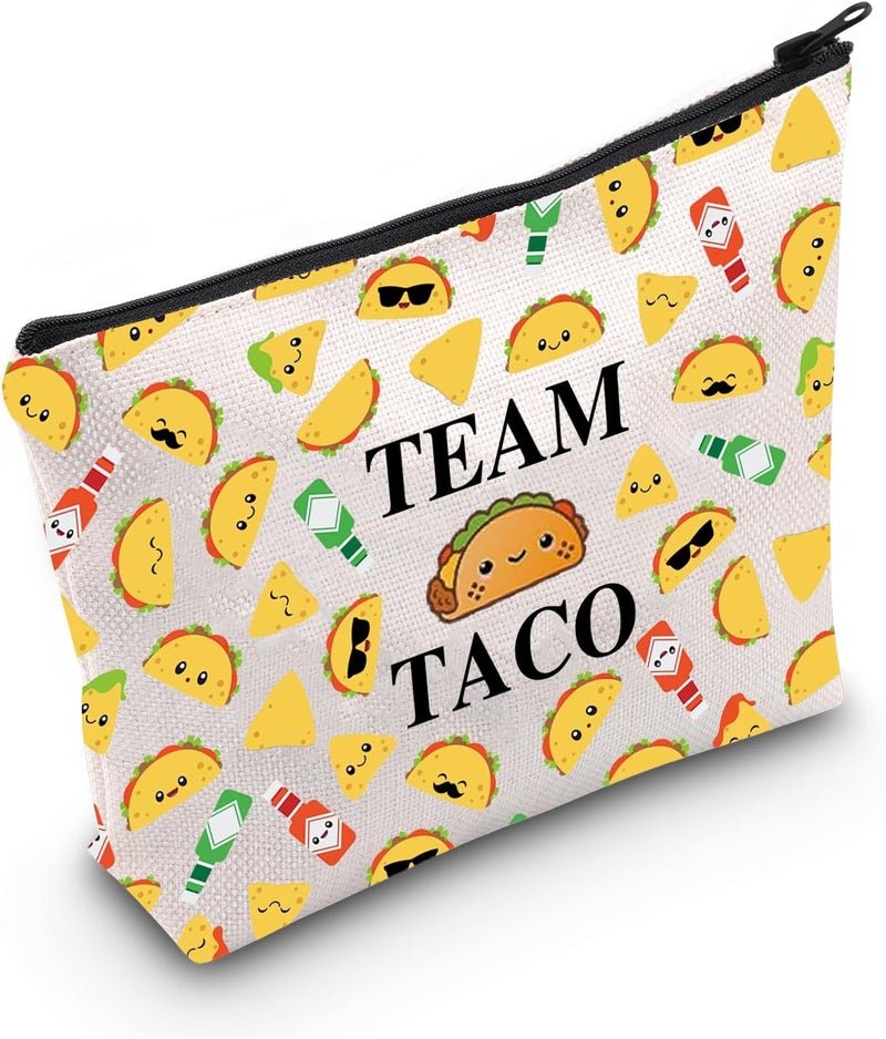 Funny Taco Tuesday Gift Team Taco Waterproof Makeup Bag Taco Lover Chef Teacher Graduation Gift (Team Taco)