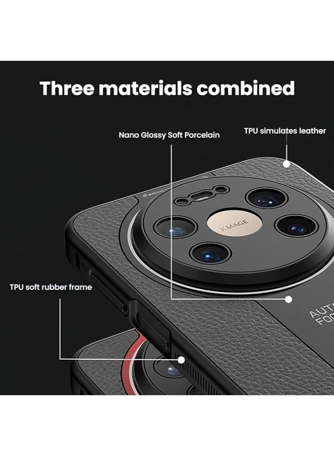 Compatible with Huawei Mate 80 Pro Max Luxury case TPU Frame and Electroplated Glass and Leather Back Cover Camera Protection Shockproof Case - Image 4