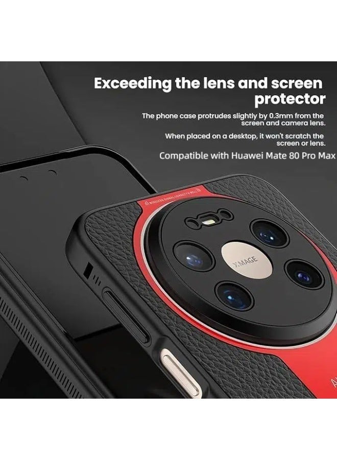 Compatible with Huawei Mate 80 Pro Max Luxury case TPU Frame and Electroplated Glass and Leather Back Cover Camera Protection Shockproof Case - Image 3