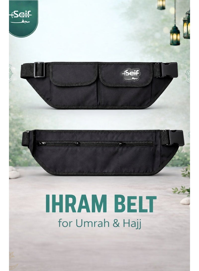 Saif Collection Hajj & Umrah Ihram Belt Adjustable 32–46 Inch | Multiple Secure Pockets | High Quality 600D Cordura Fabric | Ideal for Ahram & Ehram - Image 1