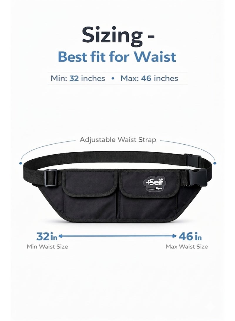 Saif Collection Hajj & Umrah Ihram Belt Adjustable 32–46 Inch | Multiple Secure Pockets | High Quality 600D Cordura Fabric | Ideal for Ahram & Ehram - Image 3