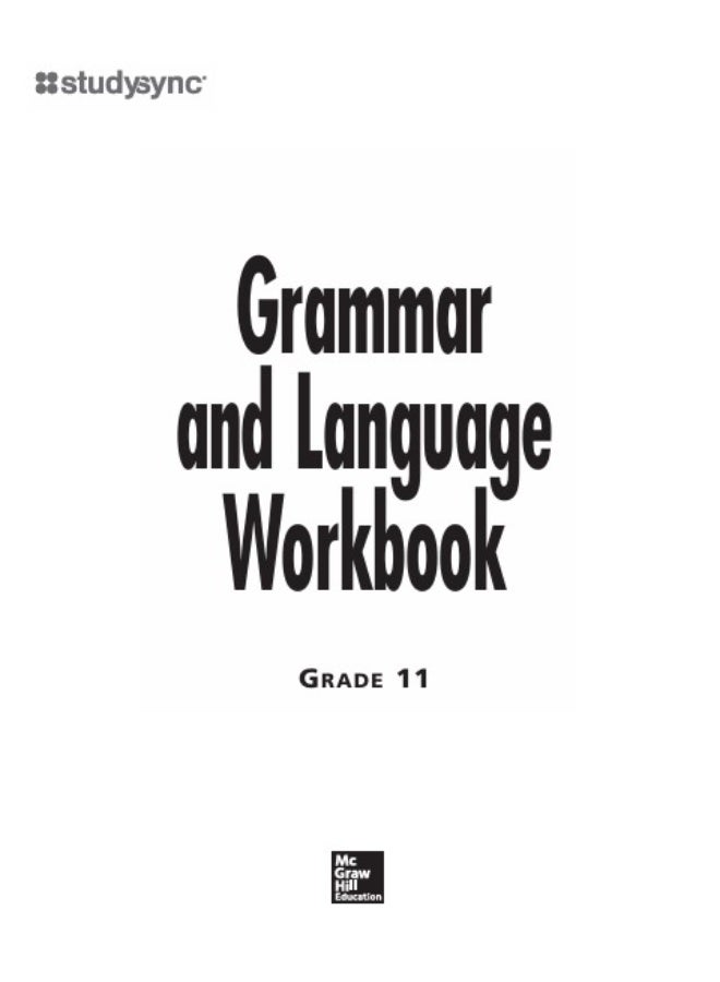 StudySync : Grammar, Language, and Composition Guide Student Edition Grade 11