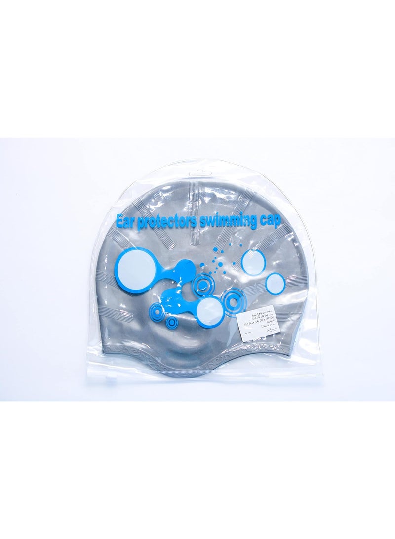 Unisex Silicone Swimming Cap with 3D Ear Protection, Gray - Image 2