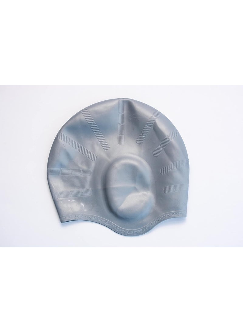 Unisex Silicone Swimming Cap with 3D Ear Protection, Gray - Image 3