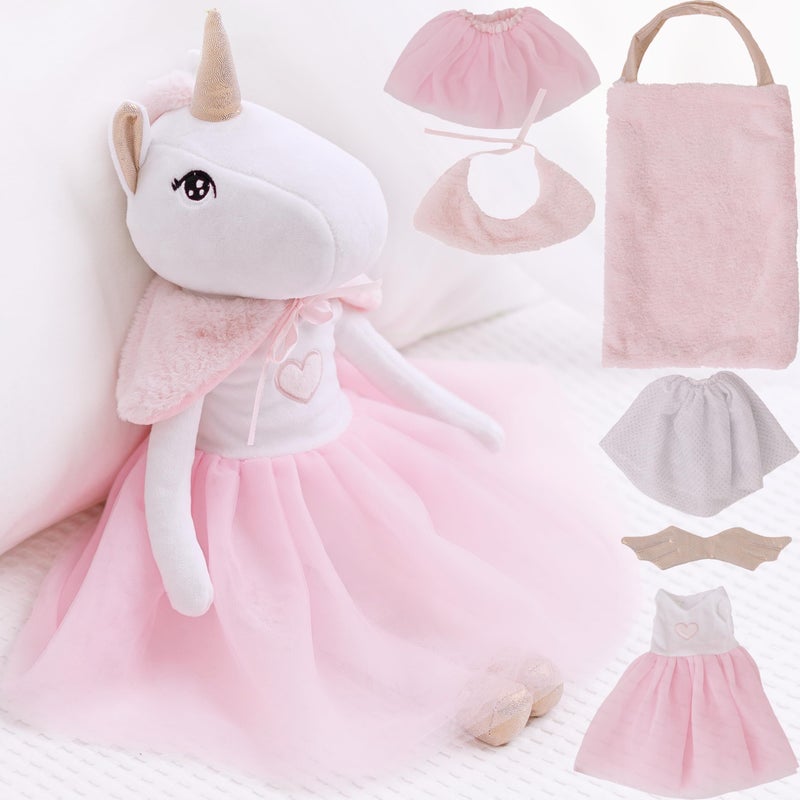 Perfectto Design Ballerina Unicorn Doll Stuffed Animal for Girls  Plush Toy Doll Set Bag Tutu Cloths Wings  Play Set for 3 4 5 Year Old Girl Gift for Little Girl Birthday Christmas Age 39 - Image 2