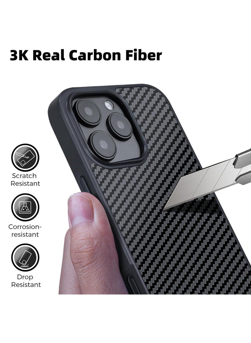 MONOCARBON Real 3K Carbon Fiber iPhone 16 Pro MAX Case Cover MagSafe Compatible Military Grade Scratch Resistant - Matte Black - Image 5