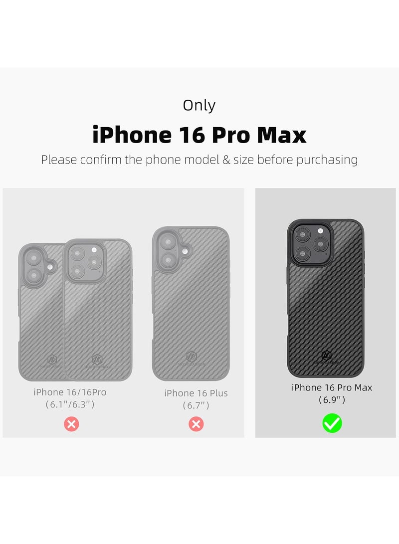 MONOCARBON Real 3K Carbon Fiber iPhone 16 Pro MAX Case Cover MagSafe Compatible Military Grade Scratch Resistant - Matte Black - Image 2