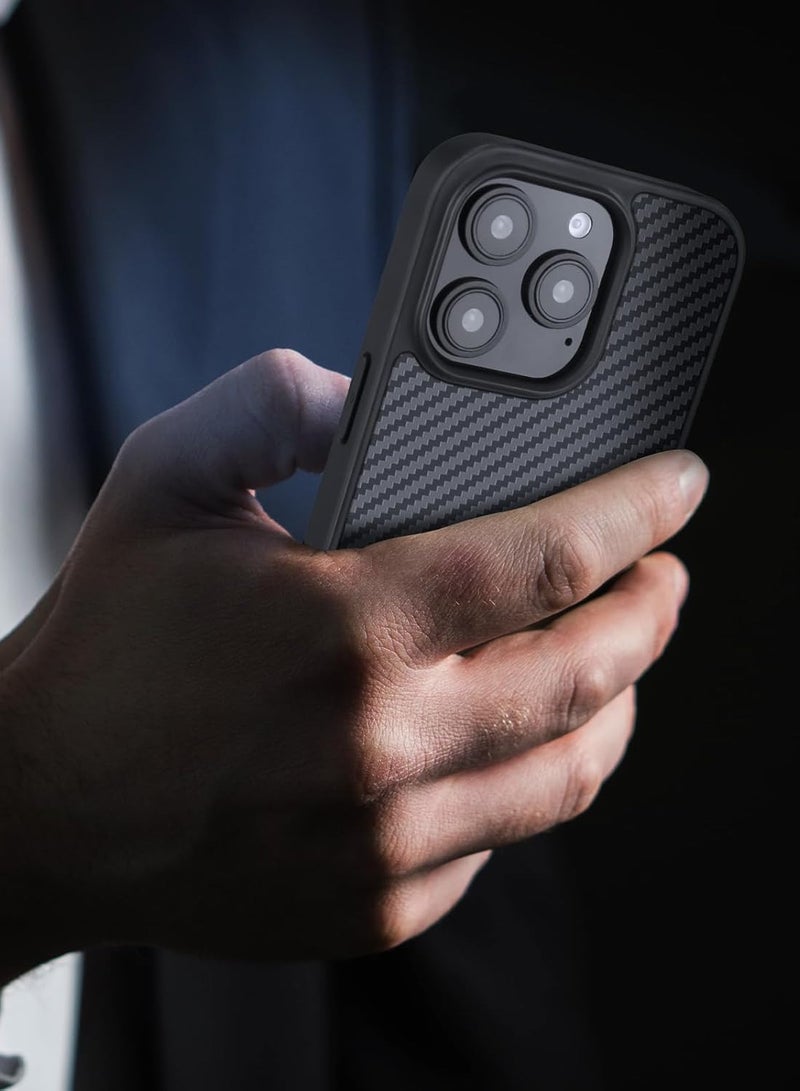 MONOCARBON Real 3K Carbon Fiber iPhone 16 Pro MAX Case Cover MagSafe Compatible Military Grade Scratch Resistant - Matte Black - Image 3