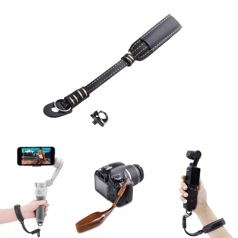 GetZget ® Hand Strap for Dji Pocket 3, osmo 3, Om 4/5/6 mobile Gimbal, Dslr Camera Strap PU Leather with 1/4 Screw Mount Down Fall Protection Accessories - Image 1