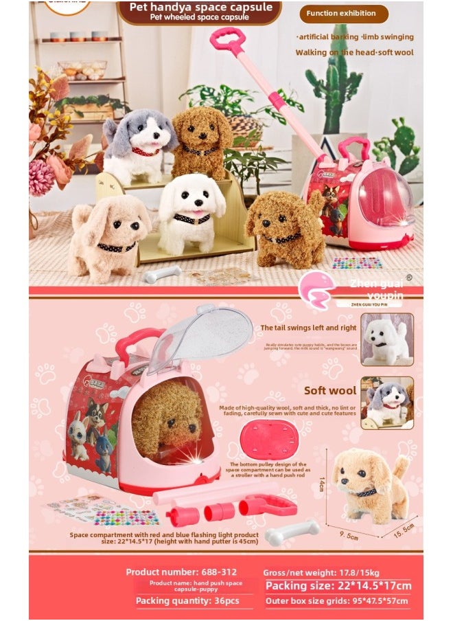 Jialixing Play House Electric Walking Sound Plush Dog And Rabbit Family Interactive Pet Satchel Space Capsule Toy-Color:688-312 Dogs, 36 Pieces In 1 Box  - Image 1