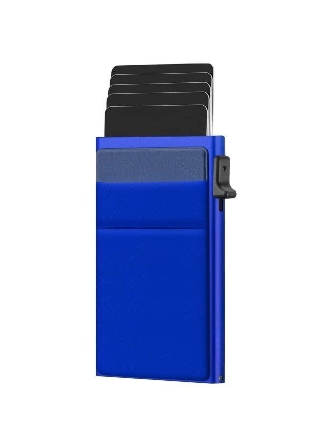 NIBEMINENT Slim Wallet for Men - Pop up Card Holder RFID Blocking Minimalist Business Credit Card Wallet with Money Pocket Metal Card Case for Notes and Coins and Debit Cards  - Image 1