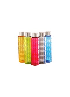 Cello Cello Diamond Plastic Water Bottle 1000ml, Set of 5 Assorted  - Image 1