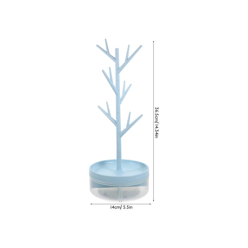 Rotatable Jewelry Tree Stand with Light Blue Display Rack Holder for Necklaces Bracelets Rings - Image 3