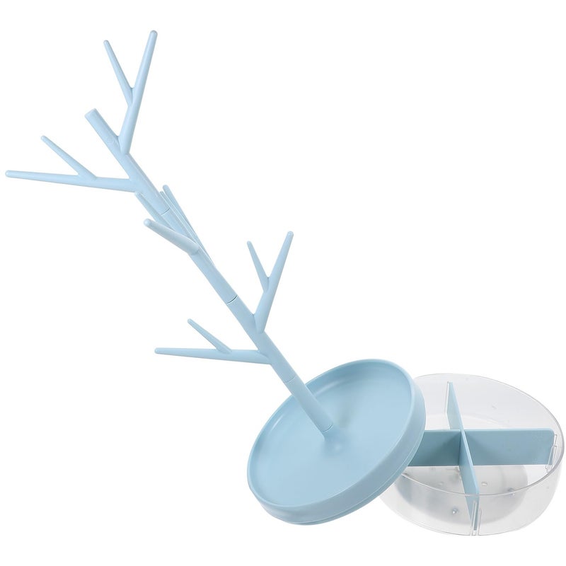 Rotatable Jewelry Tree Stand with Light Blue Display Rack Holder for Necklaces Bracelets Rings - Image 2