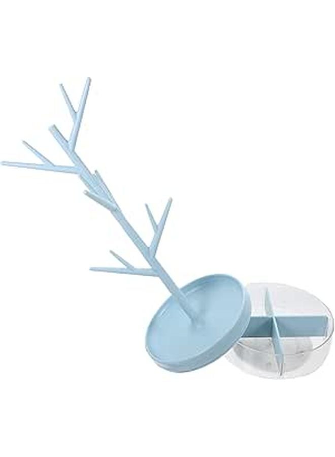 Rotatable Jewelry Tree Stand with Light Blue Display Rack Holder for Necklaces Bracelets Rings - Image 1