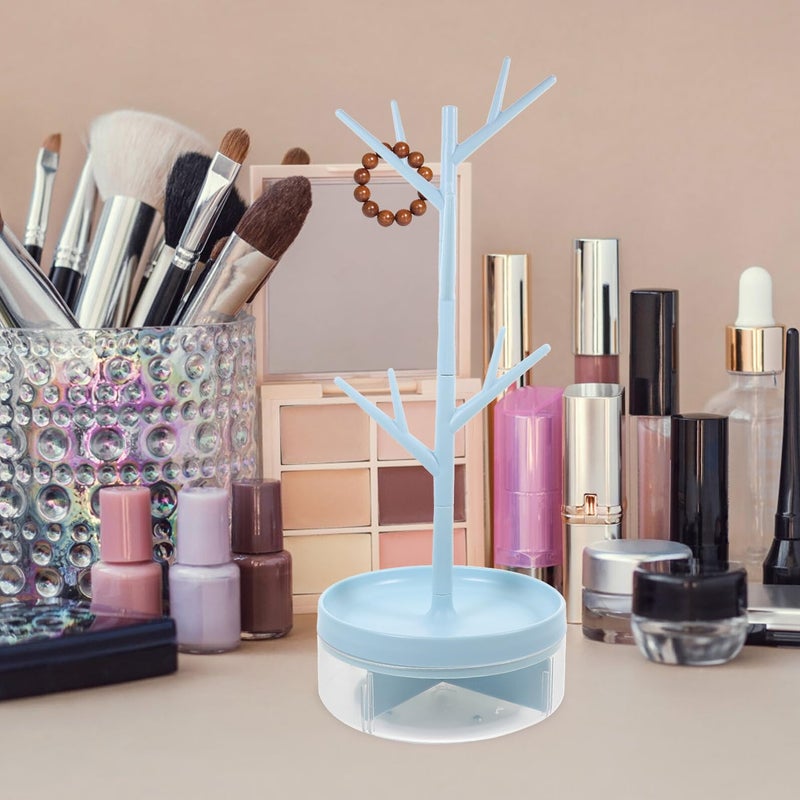 Rotatable Jewelry Tree Stand with Light Blue Display Rack Holder for Necklaces Bracelets Rings - Image 5