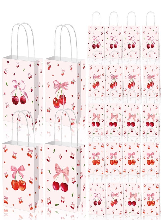 Qpout 16 Pack Cherry Party Goodie Bags, Cherry Gift Bags With Handles, Party Favors Treat Snack Candy Goody Bag for Girls Women Birthday Wedding Baby Shower Spring Summer Party - Image 1