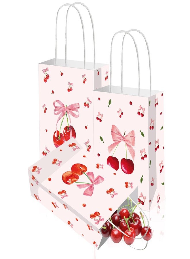 Qpout 16 Pack Cherry Party Goodie Bags, Cherry Gift Bags With Handles, Party Favors Treat Snack Candy Goody Bag for Girls Women Birthday Wedding Baby Shower Spring Summer Party - Image 4