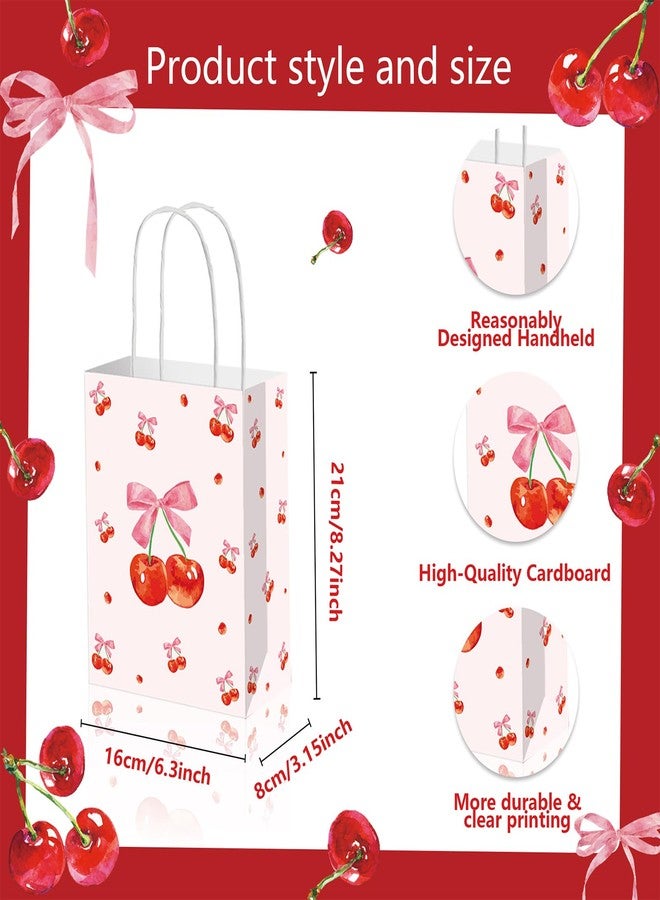 Qpout 16 Pack Cherry Party Goodie Bags, Cherry Gift Bags With Handles, Party Favors Treat Snack Candy Goody Bag for Girls Women Birthday Wedding Baby Shower Spring Summer Party - Image 3
