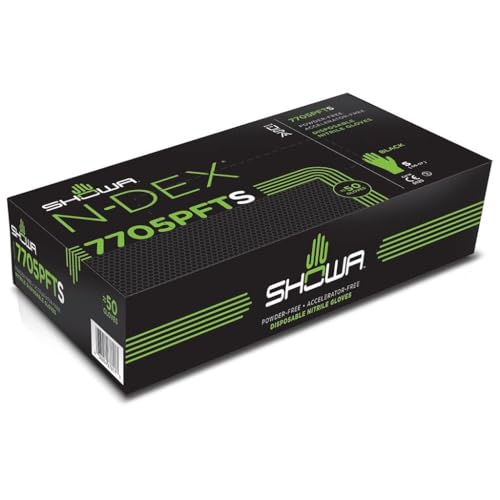 SHOWA 7705PFT Sustainable EBT Latex-Free, Powder-Free, Accelerator-Free, Nitrile Disposable Single Use Safety Gloves, 4 Mil, 9.5" Length, Small (1 Box/100 Gloves) - Image 5
