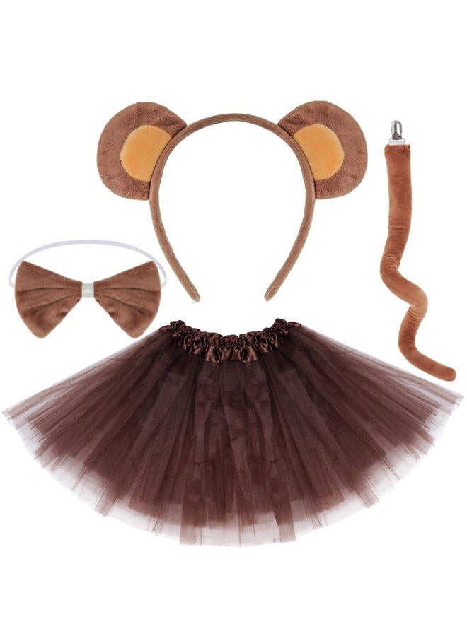 Dxhycc Monkey Costume Set Monkey Ears Headband Bow Tie Tails Tutu for Halloween Dress-Up Accessory Kit - Image 4