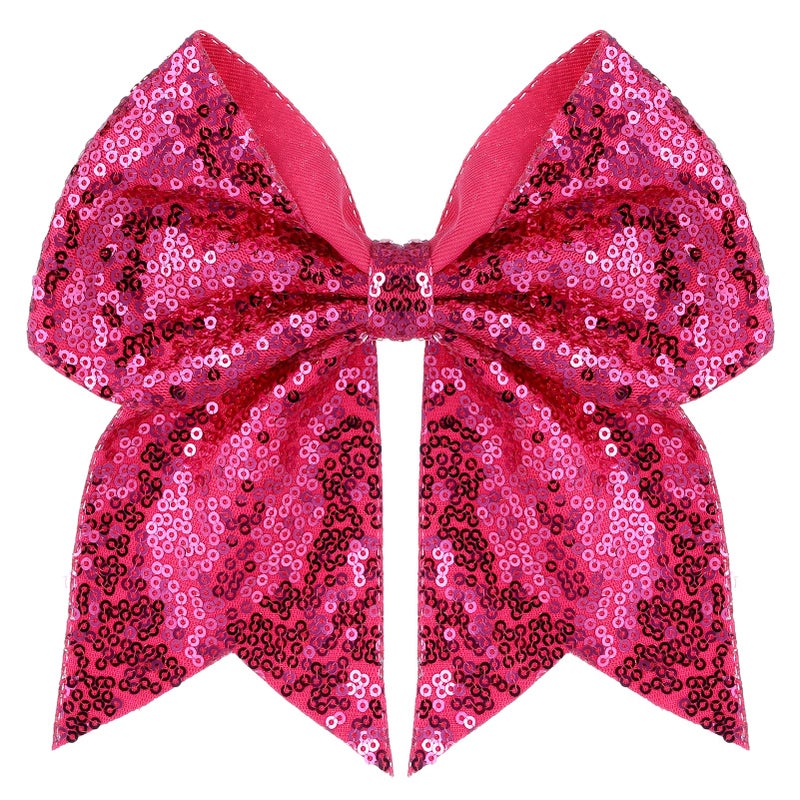 ZOLYCO Large Big 7 Inch Glitter Bow Clip Sequin Bling Party Hair Accessories for Women Teens Girls Kids 1 Pcs (Hot Pink) - Image 1