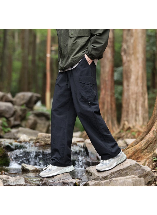 Dingfengbaoluo Outdoor Hiking Pants For Men, Autumn And Winter Mountain-style Casual Loose Cargo Straight-leg Trousers, 29018 Black M - Image 2