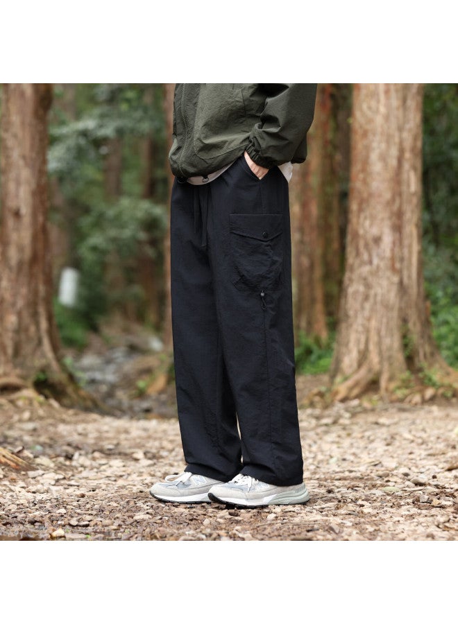 Dingfengbaoluo Outdoor Hiking Pants For Men, Autumn And Winter Mountain-style Casual Loose Cargo Straight-leg Trousers, 29018 Black M - Image 3