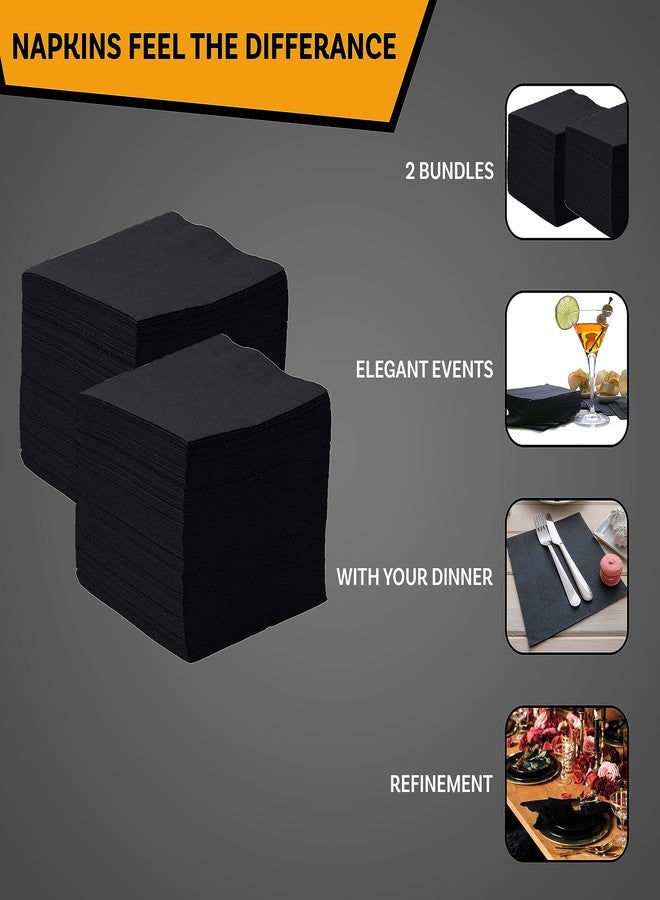 Perfectware - 2 Ply Black-200ct Perfect Stix 2 Ply Beverage Black Napkin-200 Paper Cocktail Beverage Napkin Black, 9.5" x 9.5" (Pack of 200) - Image 5