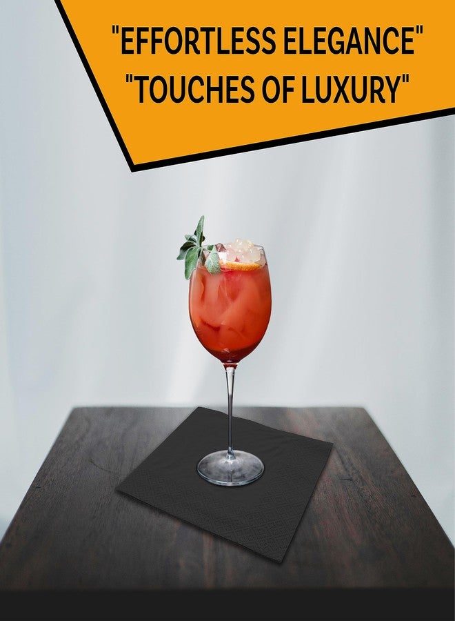 Perfectware - 2 Ply Black-200ct Perfect Stix 2 Ply Beverage Black Napkin-200 Paper Cocktail Beverage Napkin Black, 9.5" x 9.5" (Pack of 200) - Image 4