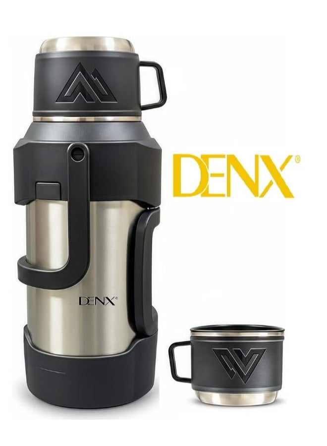 دينكس ترمس شاي وقهوة، زجاجة باردة وساخنة، لون أسود، سعة 2 لتر - Image 1