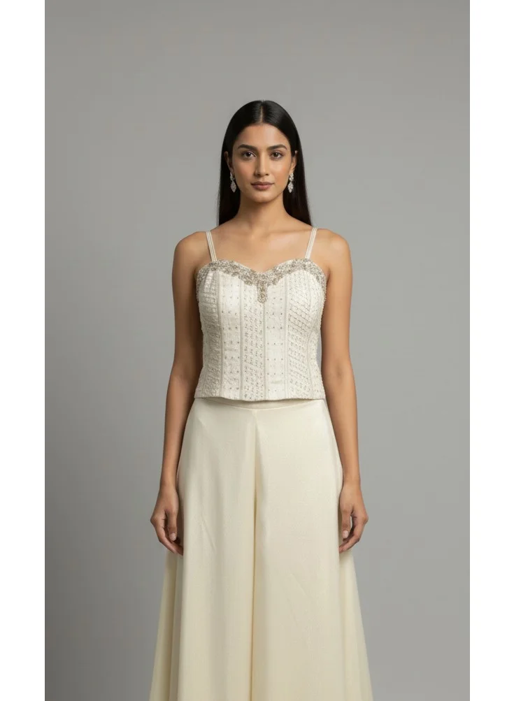 Lehar Pearlescent Corset & Palazzo Set with Dupatta