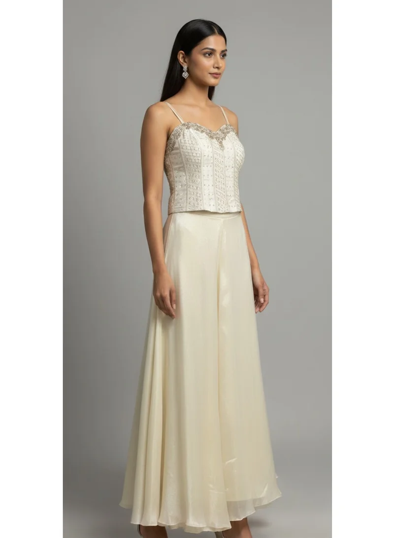 Lehar Pearlescent Corset & Palazzo Set with Dupatta