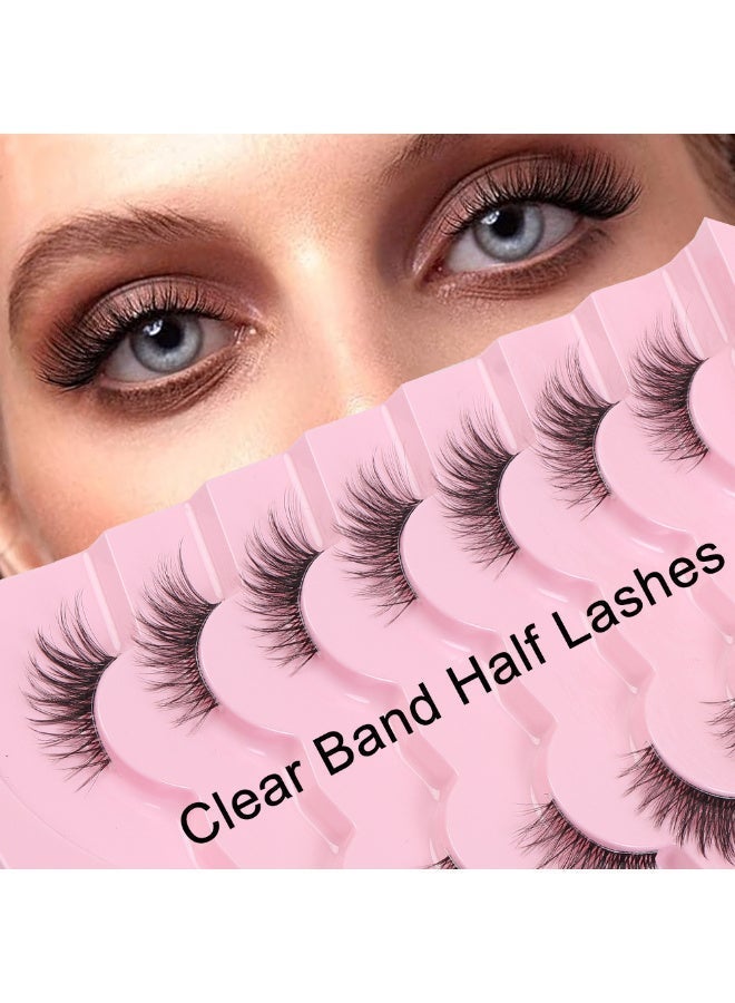 7-Pair False Eyelashes Set 8D Volumizing Lashes Natural, Fine, Multi-Layer False Eyelashes Curled Lash Extensions Eye-Enhancing Eyelash Kit (10-18mm) - Image 1