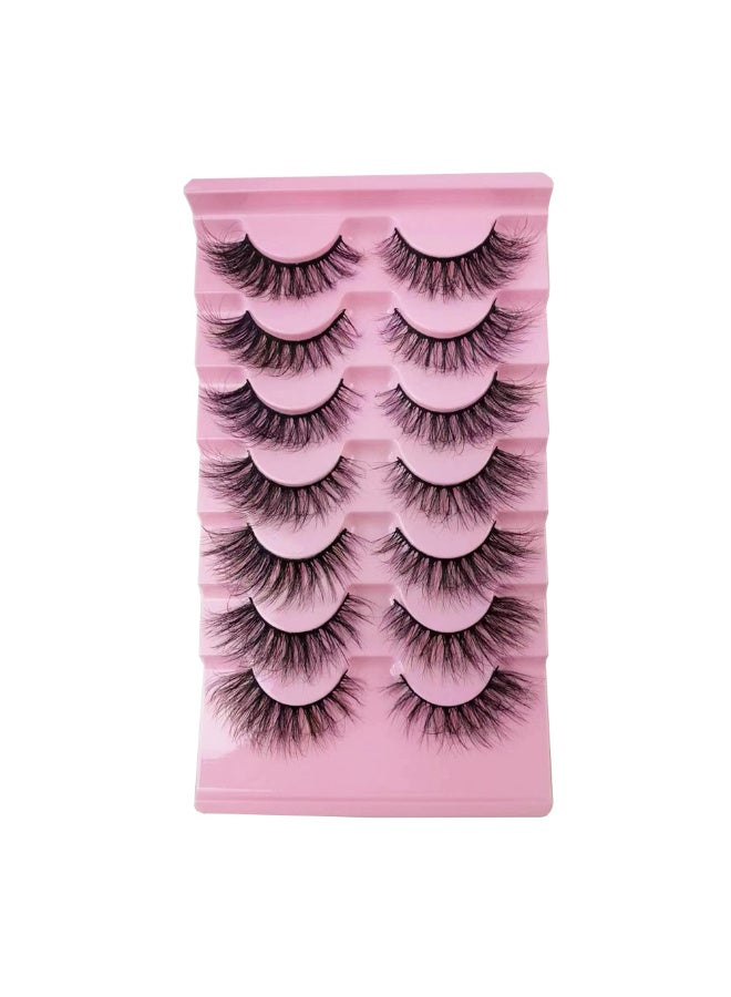 7-Pair False Eyelashes Set 8D Volumizing Lashes Natural, Fine, Multi-Layer False Eyelashes Curled Lash Extensions Eye-Enhancing Eyelash Kit (10-18mm) - Image 2