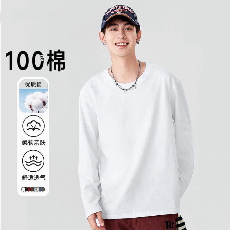 Korean version of the new spring and autumn heavyweight cotton long-sleeved T-shirt for male and female students, loose round-neck casual and versatile tops for couples - Image 4