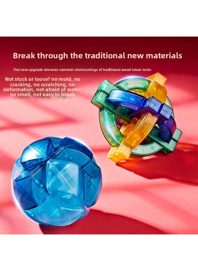Generic - Lu Ban Lock Kong Ming Lock Full Set Of Children's Power Toys Primary School Students Unlock Ring Button Birthday 6-12 Years Old-Color:Six-piece Set B Version [guochao Gift Box] Comes With Video + Illustrations - Image 1