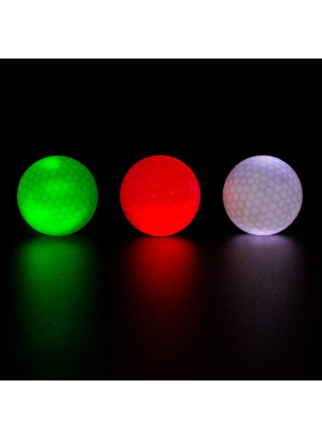 THIODOON THIODOON Glow in The Dark Golf Balls Light up Led Golf Balls Night Golf Gift Sets for Men Kids Women 3 Pack Upgraded Timer Resettable (Red& Green& White) - Image 2