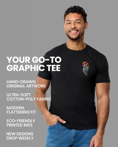 INTO THE AM Brain Invader Men's Tee - Nature Themed Graphic T-Shirts (Black, Large) - Image 4